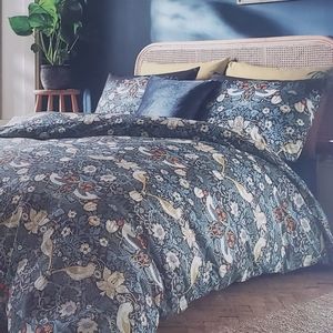 William Morris At Home England King Duvet and Shams Indigo